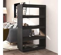 Zeehear Bibliothèque grise en pin massif - 80 x 35 x 135 cm - Séparateur de pièce avec système d'étagère ouverte - Pour salon, bureau, salle de séjour, bureau, peu encombrant, polyvalente