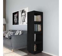 Zeehear Bibliothèque noire en pin massif - 40 x 35 x 135 cm - Séparateur de pièce étroit avec espace de rangement et étagère ouverte - Pour salon, bureau, chambre d'enfant, système d'étagère peu