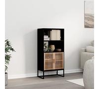 Zeehear Buffet haut noir 60 x 35 x 125 cm - Matériau du bois avec portes en pin - Design scandinave - Espace de rangement stable pour salon et salle à manger
