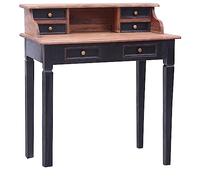 Zeehear Bureau avec tiroirs 90 x 50 x 101 cm en bois recyclé massif, bureau d'ordinateur rustique avec espace de rangement, secrétaire en bois pour bureau à domicile