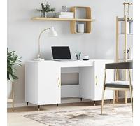 Zeehear Bureau blanc 140 x 50 x 75 cm en bois avec 4 portes, design minimaliste, idéal pour la maison, les jeux ou le bureau