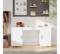 Zeehear Bureau blanc 140 x 50 x 75 cm en bois robuste pour bureau à domicile, jeux et bureau, avec beaucoup d'espace de rangement