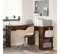 Zeehear Bureau d'angle en chêne fumé, 140 x 113,5 x 75 cm, moderne, à 2 étagères, en forme de L, pour la maison et le bureau