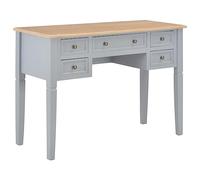 Zeehear Bureau gris 109,5 x 45 x 77,5 cm, en bois, avec 5 tiroirs, MDF et bois de pin, design classique, pour bureau, chambre à coucher, bureau à domicile, grand espace de rangement