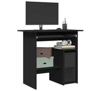 Zeehear Bureau noir 80 x 45 x 74 cm en bois robuste pour bureau et maison, avec compartiment pour clavier et étagère ouverte