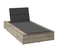 Zeehear Chaise longue avec coussin flottant, gris clair, en polyrotin, réglable, avec rembourrage et accoudoir, pour jardin, terrasse, balcon, piscine, extérieur, pour se détendre et économiser de