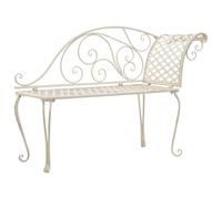 Zeehear Chaise longue de jardin, 128 cm, en métal blanc antique, ergonomique, résistante aux intempéries, pour jardin, terrasse, balcon, look vintage