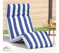 Zeehear Chaise longue pliable avec tissu Oxford, 175 x 54 x 8,5 cm, bleu et blanc, réglable sur 5 positions, imperméable et ergonomique pour jardin, plage, terrasse et détente en plein air