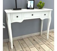 Zeehear Coiffeuse console avec trois tiroirs, blanche, 100 x 35 x 78 cm, en MDF et bois de pin, pour salon, chambre à coucher, table d'appoint polyvalente