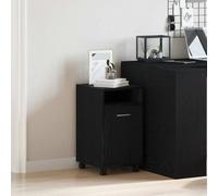 Zeehear Combinaison latérale de chariot - Aspect chêne noir - 33 x 38 x 60 cm - Avec 2 étagères - Espace de rangement polyvalent pour bureau, salon et bureau à domicile