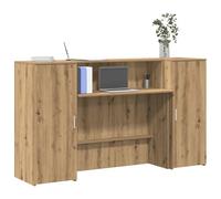 Zeehear Comptoir de réception en chêne artisanal 180 x 50 x 103,5 cm - Table de bureau en bois avec espace de rangement - Pour bureau, jeu, bureau à domicile