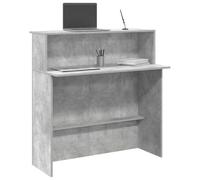 Zeehear Comptoir de réception gris béton, 100 x 50 x 103,5 cm, en bois dérivé du bois, table de bureau robuste avec espace de rangement pour bureau, zone de réception
