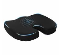 Zeehear Coussin de siège uni noir 47 x 36,5 x 8 cm en mousse viscoélastique ergonomique avec mousse à mémoire de forme, housse lavable antidérapante pour chaise, banc, bureau, salle à manger, balcon
