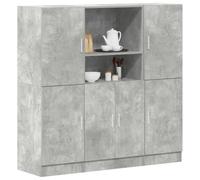 Zeehear Ensemble de 3 meubles de cuisine en bois gris béton, 133 x 41,5 x 131,5 cm, avec portes et compartiments, multi-usages