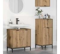 Zeehear Ensemble de meubles de salle de bain Plaid, 2 pièces, chêne artisanal, 39,5 x 36 x 88 cm, armoire haute, buffet, design moderne, beaucoup d'espace de rangement