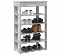 Zeehear Étagère à chaussures en bois gris Sonoma 60 x 30 x 98 cm - Plusieurs compartiments - Design peu encombrant pour couloir et entrée - Organiseur de chaussures robuste pour la maison