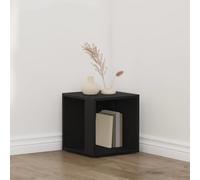 Zeehear Étagère d'angle noire aspect chêne, 33 x 33 x 34,5 cm, en matériau dérivé du bois, étagère murale pour salon, bureau, livres, décoration, espace de rangement, 1 compartiment