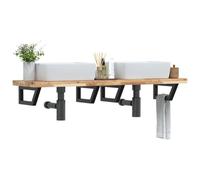 Zeehear Étagère de lavabo - Montage mural - En bois d'acacia massif - Acier noir - 120 x 40 x 4 cm - Étagère flottante pour lavabo - Design robuste - Haute capacité de charge