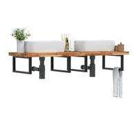 Zeehear Étagère de lavabo - Montage mural - En bois d'acacia massif - Finition huile naturelle - Support en acier noir - 120 x 50 x 4 cm - Étagère flottante peu encombrante - Design moderne - Haute