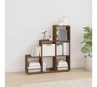 Zeehear Étagère d'escalier marron aspect chêne 107 cm de haut avec 6 compartiments de rangement pour salon, bureau, chambre d'enfant, comme bibliothèque et séparateur de pièce