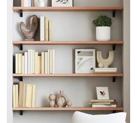 Zeehear Étagère murale marron clair 80 x 20 x 2 cm en chêne massif traité, avec bord naturel, polyvalente, pour un espace de rangement supplémentaire, grande capacité de charge