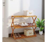 Zeehear Étagère pliante à 3 étages en bois d'acacia massif, marron, 70 x 31 x 63 cm, étagère sur pied peu encombrante avec finition huilée, système de rangement polyvalent pour salon, bureau, chambre