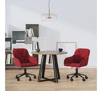 Zeehear Lot de 2 chaises de salle à manger pivotantes en velours bordeaux - Hauteur réglable - Roulettes - Structure en métal - Moderne - Pour cuisine et salle à manger