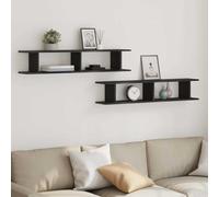 Zeehear Lot de 2 étagères murales flottantes aspect chêne noir, 105 x 18 x 20 cm, pour le salon, le bureau, le rangement et la décoration