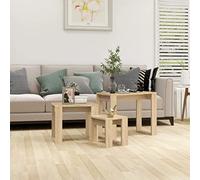 Zeehear Lot de 3 tables gigognes en bois de chêne Sonoma, tables d'appoint pour salon, chambre à coucher, tables de chevet avec étagère, design moderne, peu encombrantes