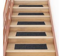 Zeehear Lot de 30 tapis d'escalier autocollants 76 x 20 cm gris rectangulaire, protection d'escalier robuste en polypropylène, tapis d'escalier antidérapants pour marches en bois, réduction du bruit