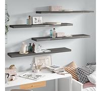 Zeehear Lot de 4 étagères flottantes en MDF - Gris brillant - 120 x 23,5 x 3,8 cm - Fixation invisible - Pour livres décoratifs - Étagère flottante stable pour mur