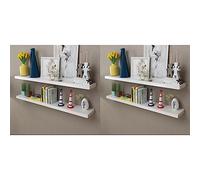 Zeehear Lot de 4 étagères murales en MDF mat Blanc 120 cm Support invisible pour livres, objets de collection, décoration, étagères flottantes pour mur
