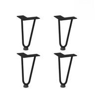 Zeehear Lot de 4 pieds en épingles à cheveux pour table basse - Noir - 20 cm - En acier massif avec pieds de nivellement - Pour projets de meubles DIY