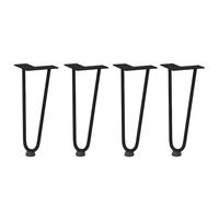 Zeehear Lot de 4 pieds en épingles à cheveux pour table basse - Noir - 30 cm - En acier massif revêtu par pulvérisation - Pieds de nivellement réglables pour plus de stabilité