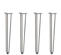 Zeehear Lot de 4 pieds en épingles à cheveux pour table de console - En acier naturel - 72 cm - En acier massif - Réglables - Pour table basse et bureau