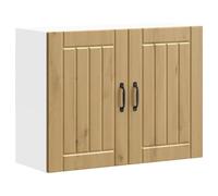 Zeehear Lucca Armoire murale de cuisine en chêne artisanal, 80 x 31 x 60 cm, montage mural, inserts en verre, matériau durable, idéal pour bols, assiettes, casseroles, grande capacité de charge