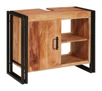 Zeehear Meuble de lavabo en bois massif d'acacia - 71 x 33 x 58 cm - Durable - Avec porte - Design moderne - Espace de rangement pratique pour votre salle de bain