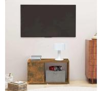 Zeehear Meuble TV en chêne fumé 60 x 24 x 32 cm avec beaucoup d'espace de rangement, surface de rangement stable, polyvalent comme bibliothèque, séparateur de pièce, organisateur pour salon, bureau ou