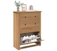 Zeehear Panama Armoire à chaussures en pin massif, 80 x 35 x 105 cm, avec 2 portes battantes et tiroir, organisateur de chaussures robuste pour entrée et couloir