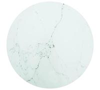 Zeehear Plateau de table blanc, verre trempé Ø 60 x 0,8 cm, aspect marbre, pour table à manger, table basse, table d'appoint, plateau en verre rond, accessoire de meubles durable