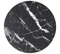 Zeehear Plateau de table noir Ø 30 x 0,8 cm Verre trempé aspect marbre rond pour table à manger, table basse, table d'appoint, plan de travail, meuble moderne
