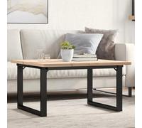 Zeehear Table basse avec cadre en O - 90 x 90 x 45,5 cm - Bois massif de pin et acier - Table de salon robuste pour collations et décoration - Design élégant et durable