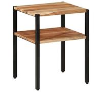 Zeehear Table d'appoint 35 x 35 x 45 cm en bois d'acacia massif et fer, table de chevet robuste avec étagère pour salon et chambre à coucher, table de fin polyvalente