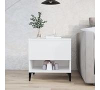 Zeehear Table d'appoint blanche 50 x 46 x 50 cm en bois avec tiroir et compartiment - Table de chevet industrielle pour salon et chambre à coucher - Table console stable