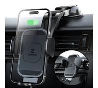 ZeeHoo Chargeur de voiture sans fil 15 W Qi à charge rapide auto-serrant pour pare-brise et grille d'aération Compatible avec iPhone 13/12/Mini/11 Pro Max, Samsung S21/Note 20 Gris