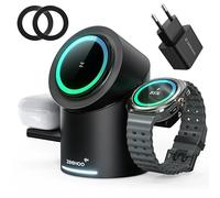 ZEEHOO Chargeur sans Fil, Station de Charge Inductive 15 W pour Samsung Galaxy Watch Ultra, Station de Charge 3 en 1 certifiée Qi pour iPhone 16, 15, 14, 13, 12 et AirPods