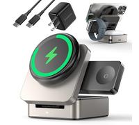 ZEEHOO Station de charge sans fil magnétique pliable 3 en 1, certifiée Qi2 15 W, support de chargeur de voyage pour iPhone 17/16/15/14/13/12, Apple Watch, AirPods (adaptateur 30 W