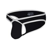 ZEEI Sous-vêtements chauffants Hommes Casual Slips Fentes Taille basse Sexy Coton U Bulge Pouch Bag Slips Bikini Head Sous-vêtements Hommes, Noir , M