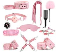 ZeeKoug Nouveauté 12 PièCes en Cuir Combinaison D'EntraîNement De Force, Main, Jambe Et Hanche Accessoires d'exercice [Rose], Amusement DéS Outil De Raquette, Cadeau De Couple
