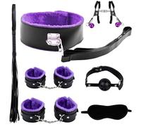 ZeeKoug Pilates 7 PièCes en Peluche en Cuir Couple Yoga Ensemble Violet, avec Clip Fouet Accessoires De Sport De Remise en Forme IntéRieure, Cadeau Portable